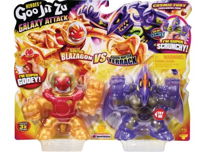 Goo Jit Zu figurka Galaktický útok Série 5 Sun Fyre Blazagon vs. Dark Matter Terrack 12 cm - Poškozený obal
