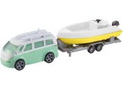 Halsall Teamsterz karavan s přívěsem a lodí (002) zelené auto a žlutý člun