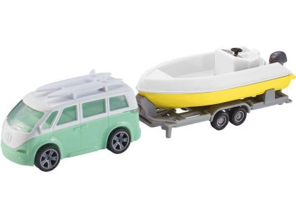 Halsall Teamsterz karavan s přívěsem a lodí (002) zelené auto a žlutý člun