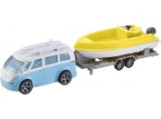 Halsall Teamsterz karavan s přívěsem a lodí (002) modré auto a žlutý člun