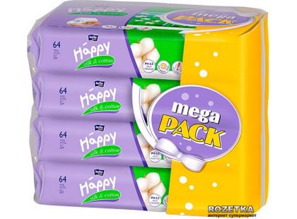 Happy vlhčené ubrousky Hedvábí & Bavlna á 64 x 4 – Mega Pack
