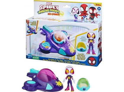 Hasbro Spider-Man Spidey and his amazing friends Tématické vozidlo Ghost-Spider with Glide Spinner