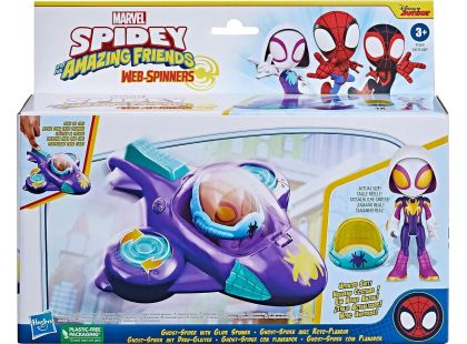 Hasbro Spider-Man Spidey and his amazing friends Tématické vozidlo Ghost-Spider with Glide Spinner