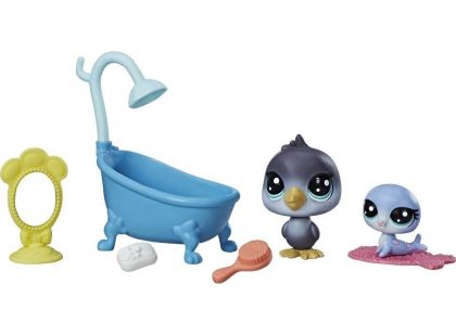 Hasbro Littlest Pet Shop Tematický set se 2 zvířátky Koupání