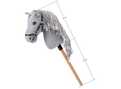 Hobby horse Apollo, šedý kůň na tyči, provázková hříva