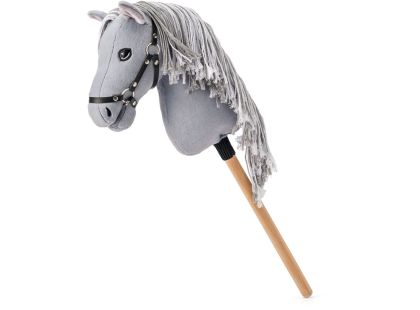 Hobby horse Apollo, šedý kůň na tyči, provázková hříva