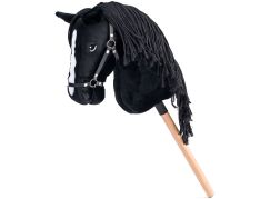 Hobby horse Cortez, černý kůň na tyči, provázková hříva