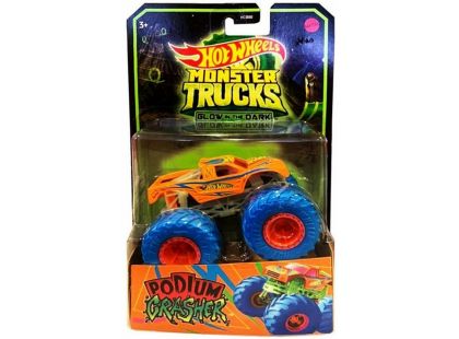 Hot Wheels Monster Trucks svítící ve tmě Podium Crasher oranžová