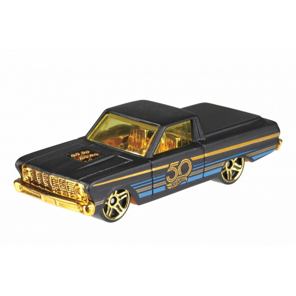 Hot Wheels Tématické auto - 50. let výročí Black & Gold '65 Ford Ranchero