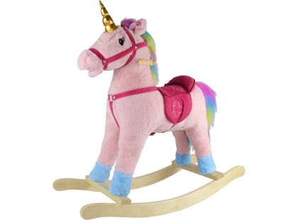 Houpací kůň růžový - výška sedátka 46 cm, zvukové efekty koně, pohyblivá tlama a ocas