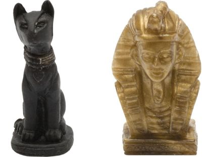 Igráček Archeolog - figurka s egyptskými vykopávkami masky faraona a sošky bohyně Bastet