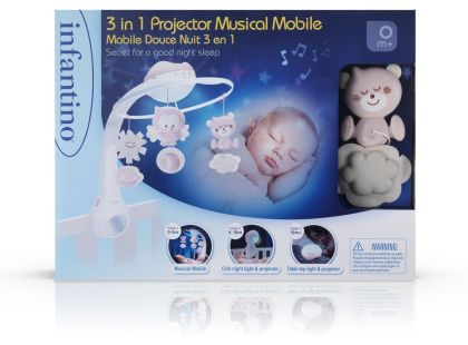 Infantino Hudební kolotoč s projekcí 3v1 Dusty Pink