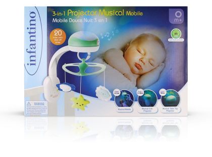 Infantino Hudební kolotoč s projekcí 3v1 zelený