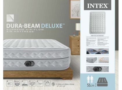 Intex 64490ND Nafukovací postel Dura-Beam Dekuxe 152 x 203 x 51 cm