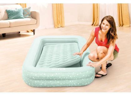 Intex 66810 Nafukovací postel Travel 168x107x25cm světle zelená s hvězdičkami - Poškozený obal