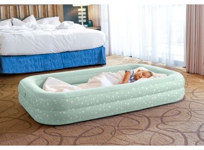 Intex 66810 Nafukovací postel Travel 168x107x25cm světle zelená s hvězdičkami - Poškozený obal