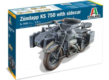 Italeri Model Kit military 7406 Zundapp KS 750 with sidecar 1:9