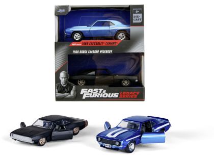 Jada Rychle a zběsile Twin Pack Chevrolet Camaro 1969 a Dodge Charge Wide Body 1968, 1:32 Wave