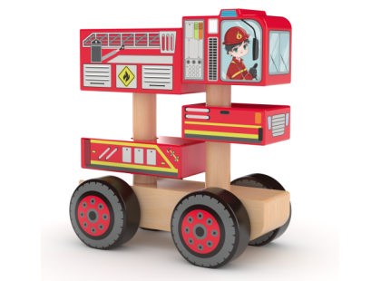 J'ADORE Hasičské auto dřevěná skládačka