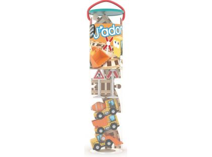 J'ADORE Hrací set s kolejemi - stavební stroje 15 ks