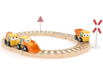 J'ADORE Hrací set s kolejemi - stavební stroje 15 ks