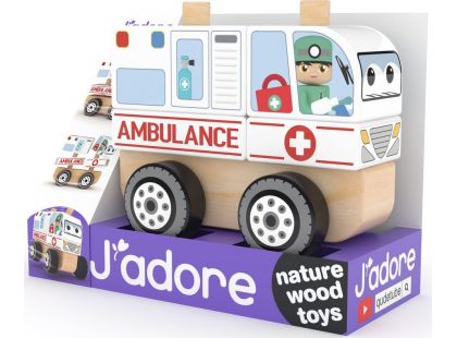 J'ADORE Skládací Dřevěné auto - ambulance