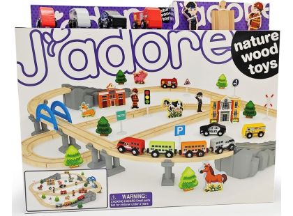 J'ADORE Vláčková  dřevěná dráha s mostem a doplňky