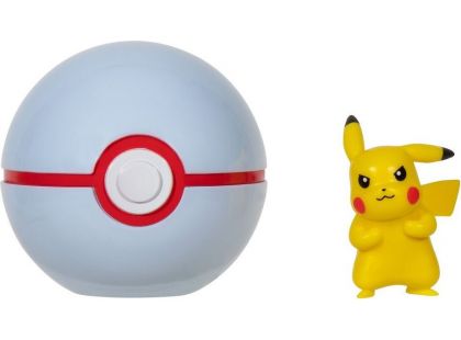 Jazwares Pokémon Clip N Go Poké Ball Pikachu a Premier Ball White