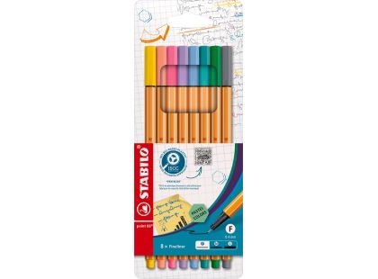 Jemný liner STABILO point 88 8 ks pastel sada