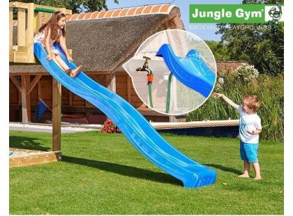 Jungle Gym Modrá skluzavka 265 cm s přípojkou pro hadici