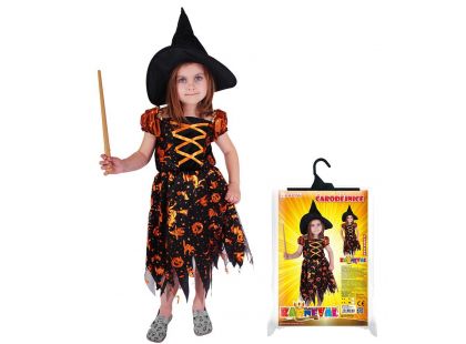 Rappa Karnevalový kostým čarodějnice halloween s kloboukem vel. M