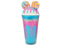 Kelímek s víčkem a brčkem Myška 480ml modrý