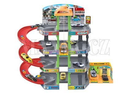 KidsHome Garáž 3 patra s autoservisem a 4 auta - Poškozený obal