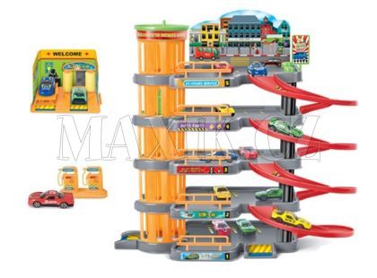 KidsHome Garáž 4 patra s autoservisem a 4 autíčka