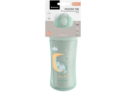 KikkaBoo Hrnek se silikonovým brčkem 220ml 8m+ Moony me Mint