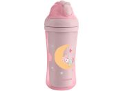 KikkaBoo Hrnek se silikonovým brčkem 220ml 8m+ Moony me Pink
