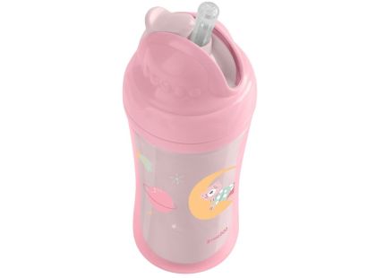 KikkaBoo Hrnek se silikonovým brčkem 220ml 8m+ Moony me Pink