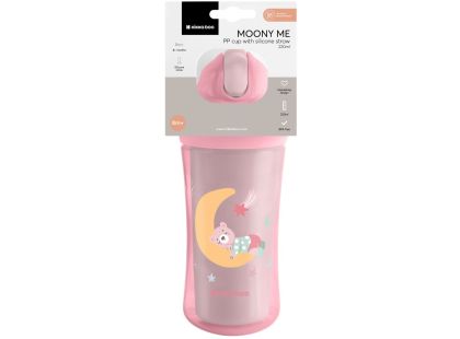 KikkaBoo Hrnek se silikonovým brčkem 220ml 8m+ Moony me Pink