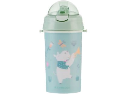 KikkaBoo Hrnek se silikonovým brčkem a popruhem 450ml Music Fest Mint