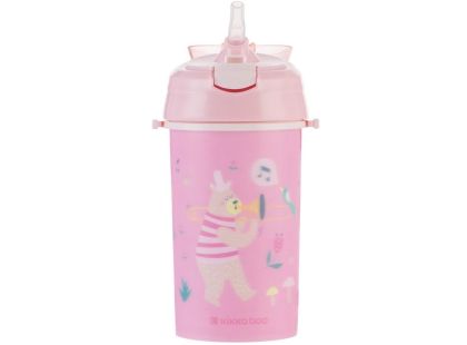 KikkaBoo Hrnek se silikonovým brčkem a popruhem 450ml Music Fest Pink