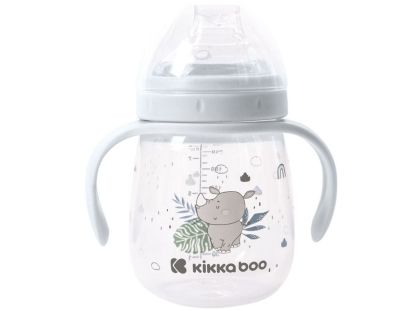 KikkaBoo Hrnek se silikonovým pítkem 240ml 6m+ Savanna Blue