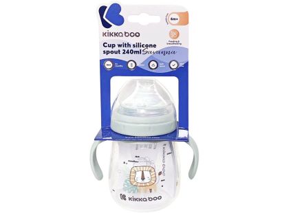KikkaBoo Hrnek se silikonovým pítkem 240ml 6m+ Savanna Mint