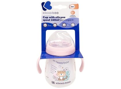 KikkaBoo Hrnek se silikonovým pítkem 240ml 6m+ Savanna Pink