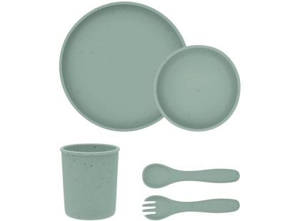KikkaBoo Jídelní sada 5-dílná Platinum Silicone Sage