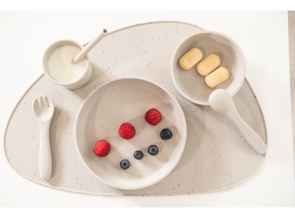 KikkaBoo Jídelní sada 5-dílná Platinum Silicone Sand