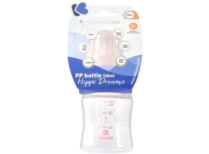 KikkaBoo Kojenecká láhev 120ml 0m+ Hippo Dreams Pink