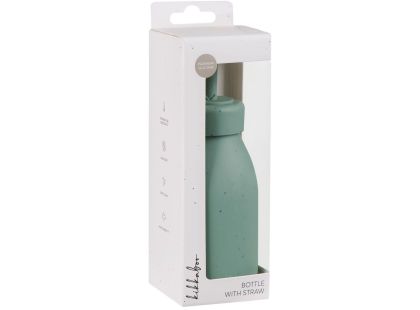 KikkaBoo Láhev s brčkem Platinum Silicone Sage