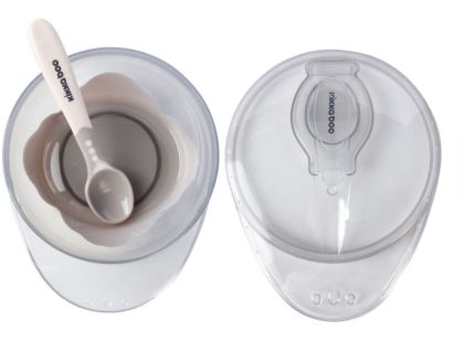 KikkaBoo Miska s přísavkou, víčkem a lžičkou Beige