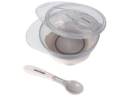 KikkaBoo Miska s přísavkou, víčkem a lžičkou Beige