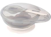 KikkaBoo Miska s přísavkou, víčkem a lžičkou Beige